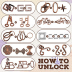 24 Piezas Rompecabezas Metálicos Tipo Enigma para Adultos, Puzzles Mágicos Muy Difíciles, Juegos Mentales de Alta Dificultad, Prueba de IQ y Lógica, Juego de Desenredo para Desafío Mental (Clásico)