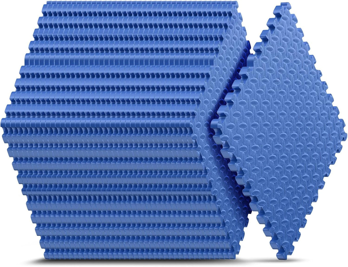 Paquete de 12 tapetes de gimnasio en casa de 48 pies cuadrados, tapetes de ejercicio de rompecabezas, azulejos de espuma EVA entrelazados para equipos de entrenamiento en casa y áreas de juego para niños, azul, 24 x 24 pulgadas x ½ pulgadas, 12 azulejos (