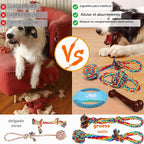 XLMYS Juguetes para perros para masticadores agresivos, paquete de 13, juguetes indestructibles de tira y afloja para razas de perros pequeñas, medianas y grandes, juguetes de limpieza de dientes