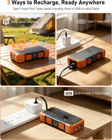 GULLVEN Cargador solar de 20000 mAh con 3 cables integrados, cargad...