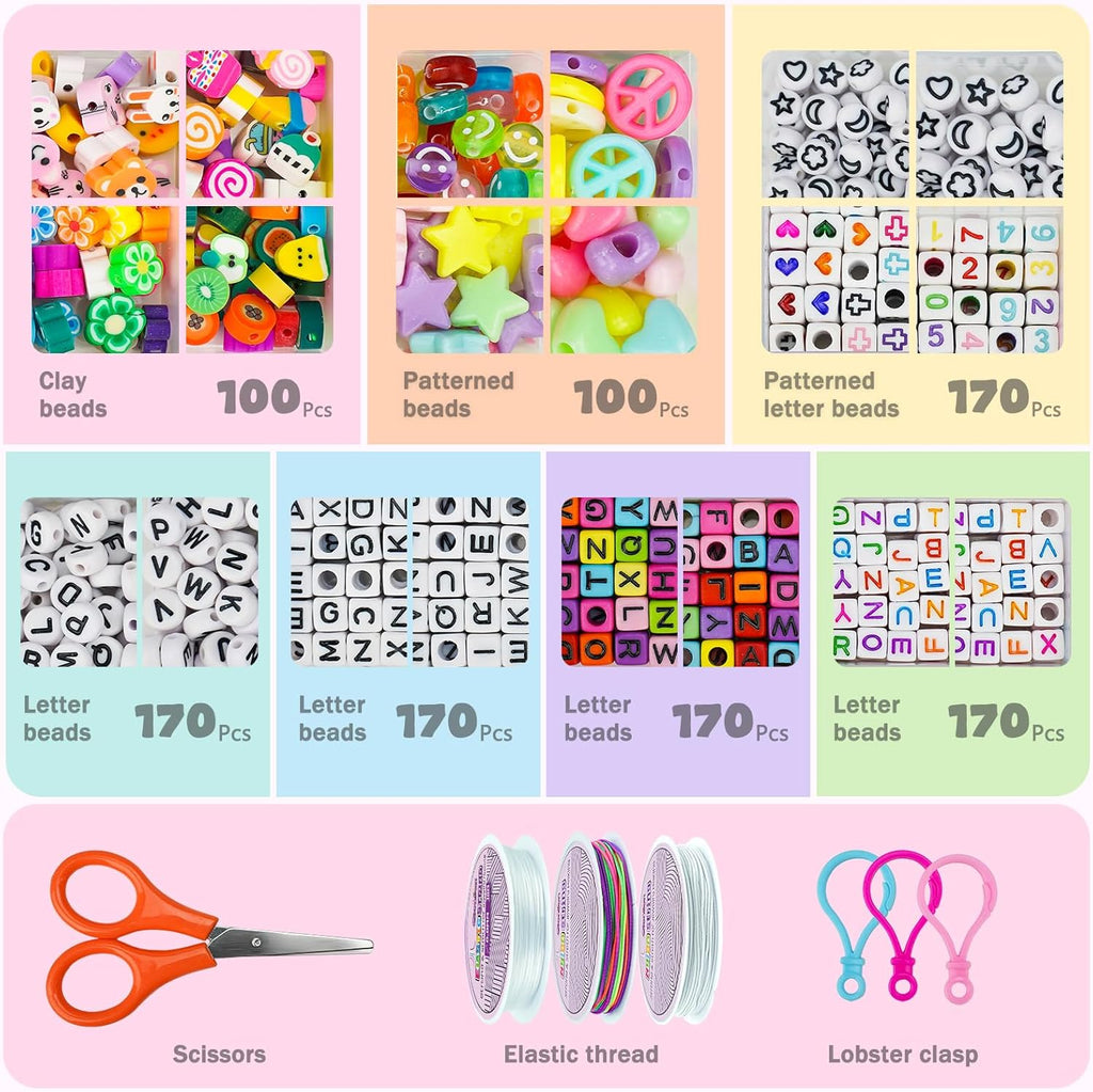 Gionlion Kit de pulsera de cuentas de poni de 96 colores, 3550 piezas, 5 cajas de pulseras de la amistad con cuentas de letras de 0.236 x 0.394 pulgadas, cuentas de arco iris para pulseras, joyería y llavero, regalo para el día de la madre