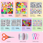 Gionlion Kit de pulsera de cuentas de poni de 96 colores, 3550 piezas, 5 cajas de pulseras de la amistad con cuentas de letras de 0.236 x 0.394 pulgadas, cuentas de arco iris para pulseras, joyería y llavero, regalo para el día de la madre