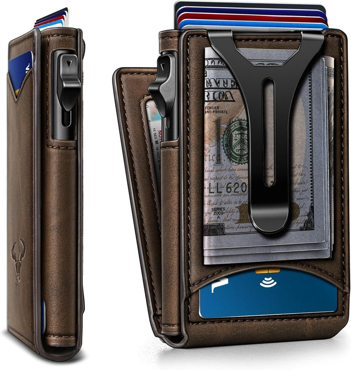 Cartera BULLIANT para hombre, cartera con clip de dinero delgada pa...