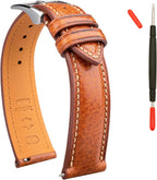 Correa de reloj de cuero italiano de la Toscana, cuero genuino de grano superior curtido con vegetales naturales, 18 mm, 19 mm, 20 mm, 21 mm, 22 mm, XL, XXL, de liberación rápida, correas de