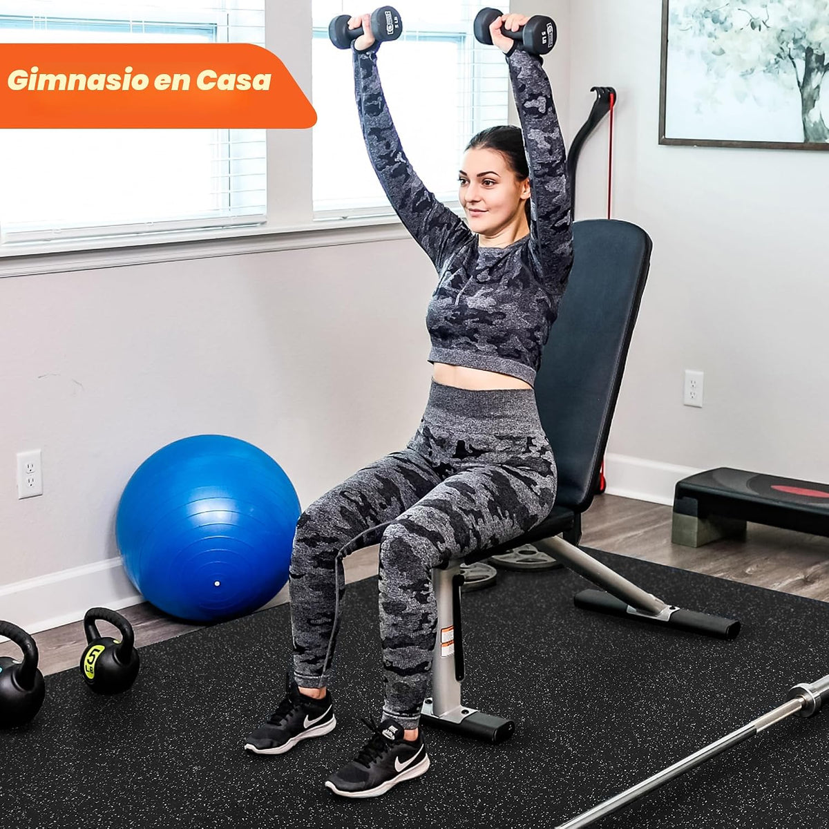 SUPERJARE 0.4'' Thick 24 Pcs 96 Sq Ft Rubber Top Exercise Equipment Mats