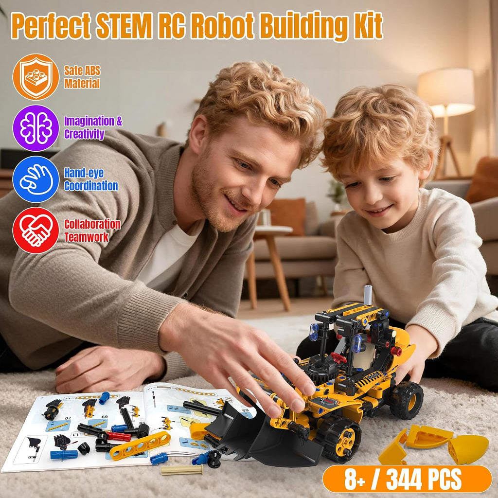 Juego de construcción de robot STEM 5 en 1, excavadora de control remoto con aplicación, juguetes de construcción de robótica técnica y kits STEM de ingeniería educativa para niños
