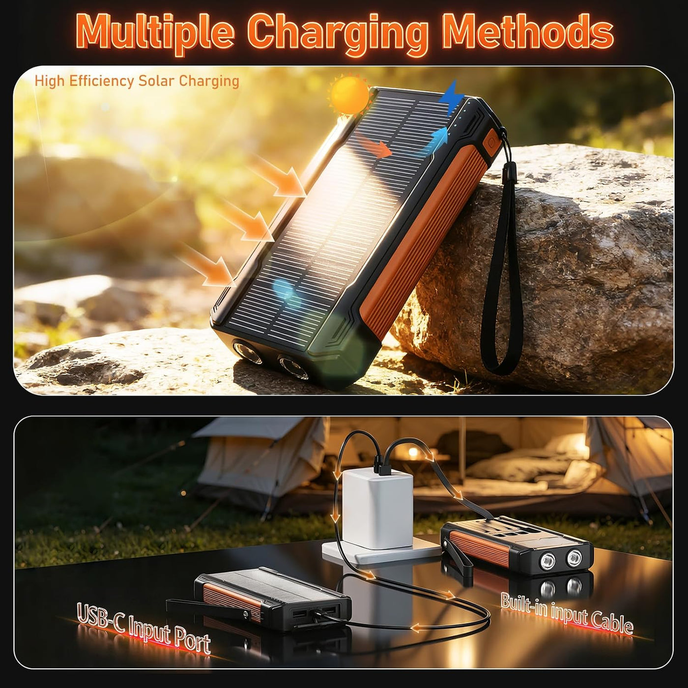 Nymzixt Cargador Solar Power Bank 20000mAh, Cargador Portátil con 4...