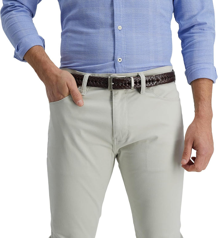 DOCKERS Cinturón de cuero trenzado para hombre, correa casual total...