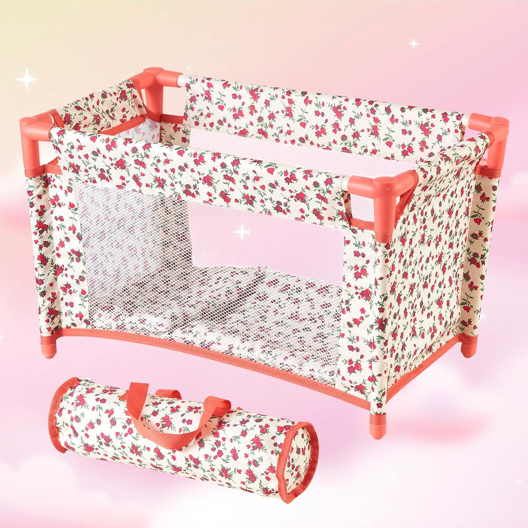 Conjunto de accesorios para muñeca bebé floral, cuna para muñeca de...