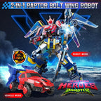 QUANTUM HEROES DINOSTER Robot transformable 2 en 1 Raptor Bolt Wing, 8.66 pulgadas