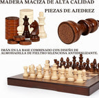 Juego de ajedrez y damas de viaje magnético 2 en 1 de madera