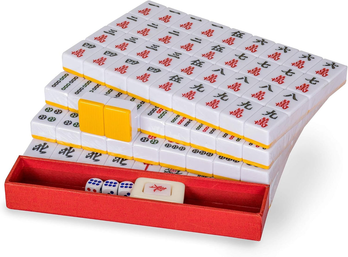 Yellow Mountain Imports Juego de Mahjong chino – Rouge Prestige – 146 Azulejos Medianos, Set Profesional para Juego al Estilo Chino [中式麻將 專業套裝]