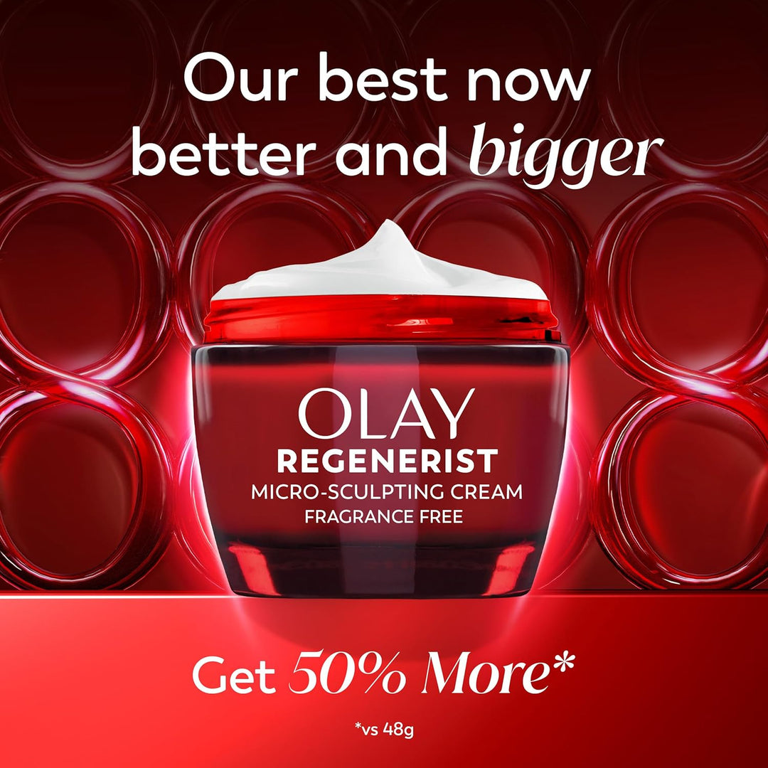 Olay Hidratante facial, crema regenerista microescultora para mujer...