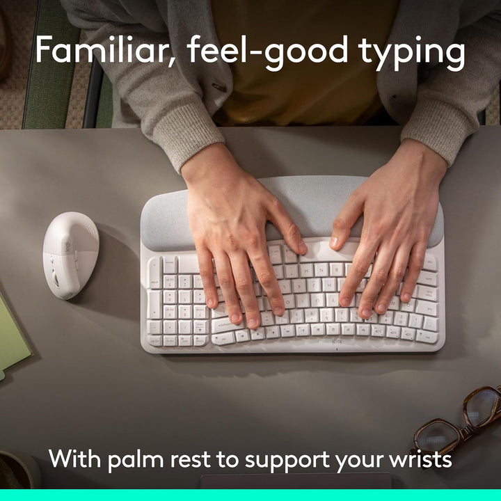 Logitech Wave Keys &amp; Lift Vertical Mouse - Combo de teclado y m...