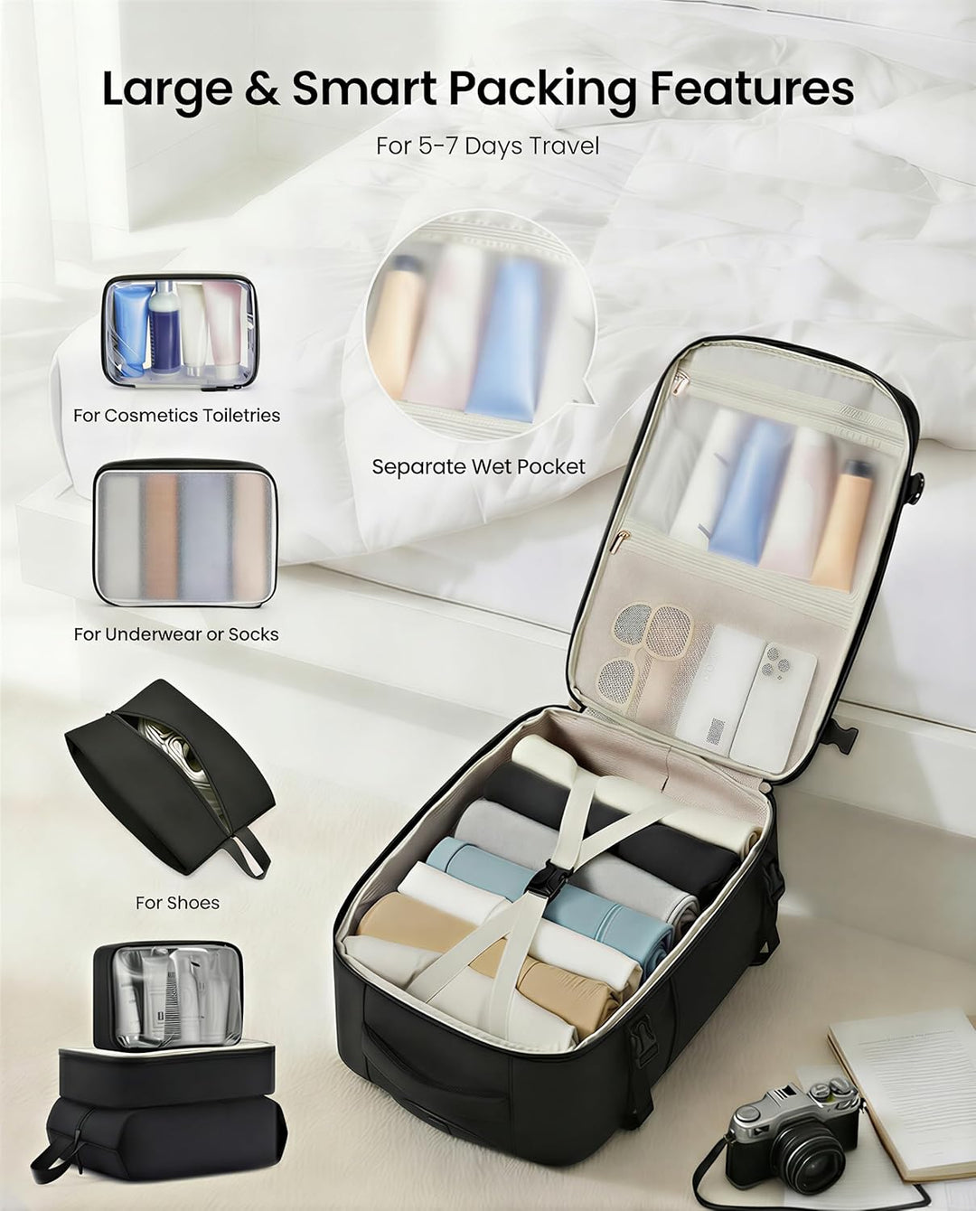 LOVEVOOK Mochila de viaje aprobada por aerolíneas para laptop, 4 un...