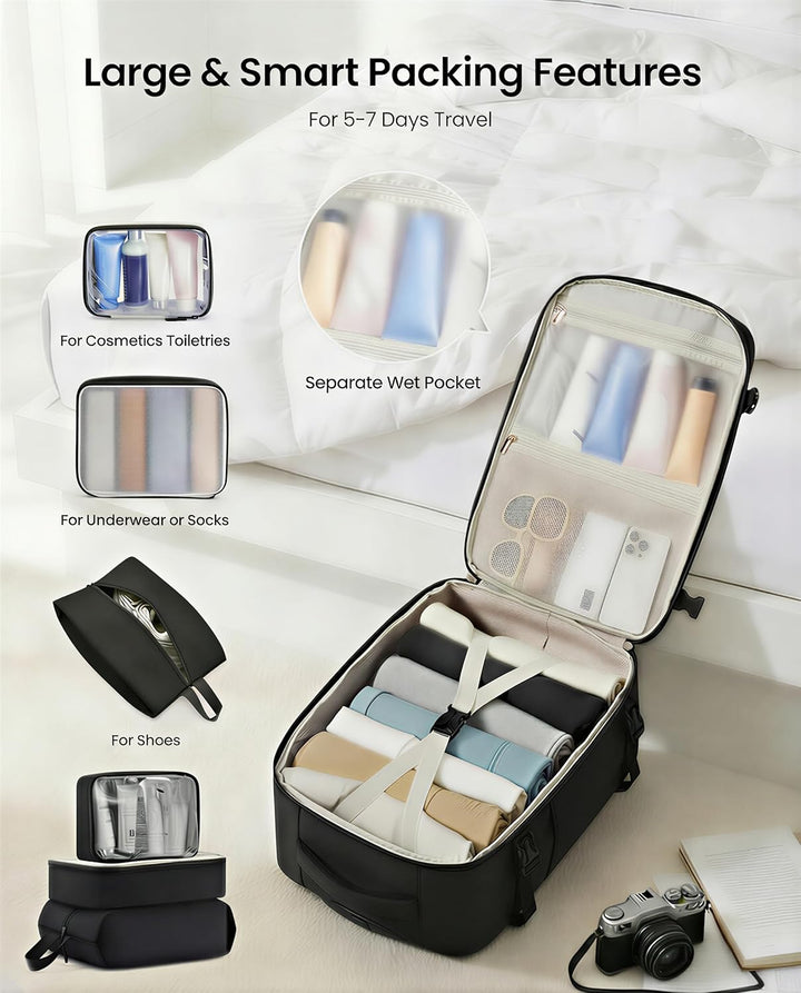 LOVEVOOK Mochila de viaje aprobada por aerolíneas para laptop, 4 un...