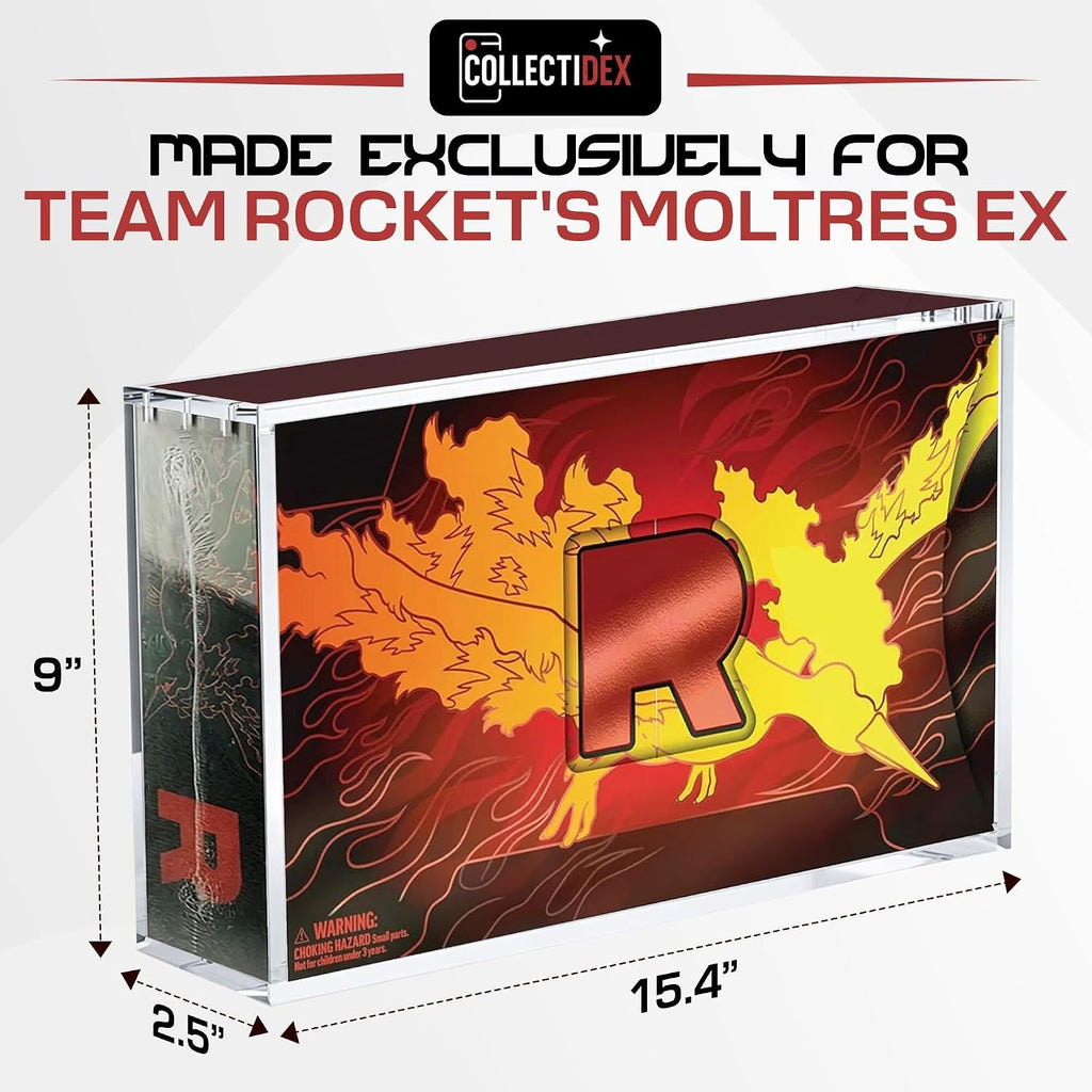 Vitrina acrílica para Team Rocket's Moltres ex Ultra-Premium Collection UPC con tapa magnética de 8 + 0.197 in, acrílico con imanes de 0.197 x 0.118 in, compatible con Moltres UPC (funda