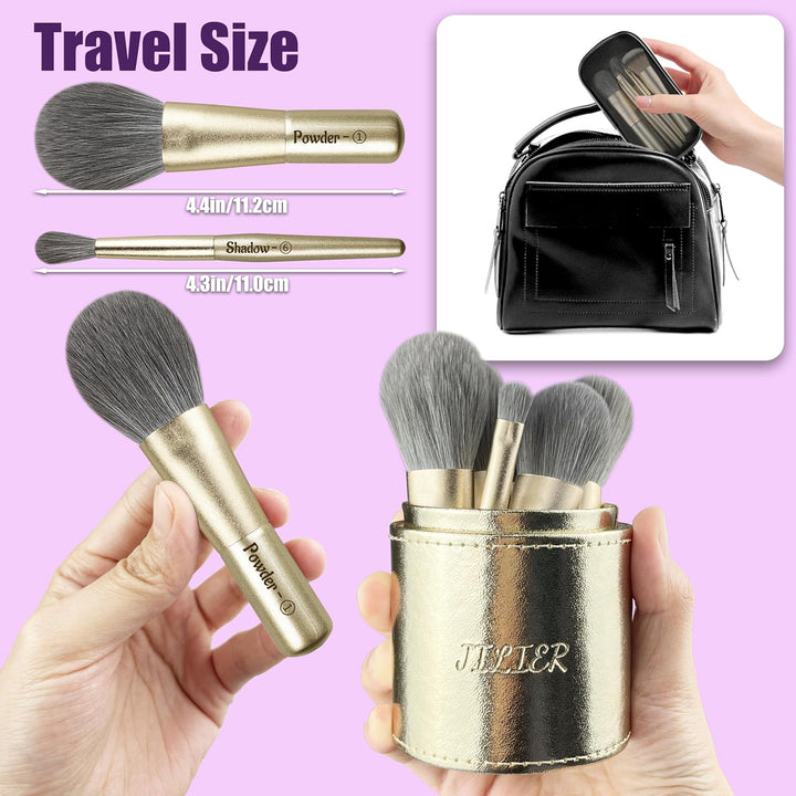 Jilier 14 piezas de mini brochas de maquillaje y espejo de bolsillo...