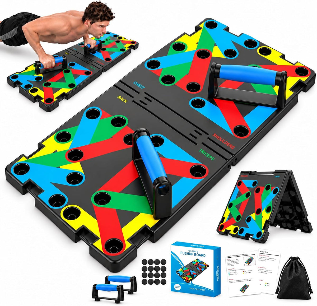 Tabla de Flexiones, Tabla de Flexiones Plegable para Hombre, Barra de Flexiones Portátil 30 en 1