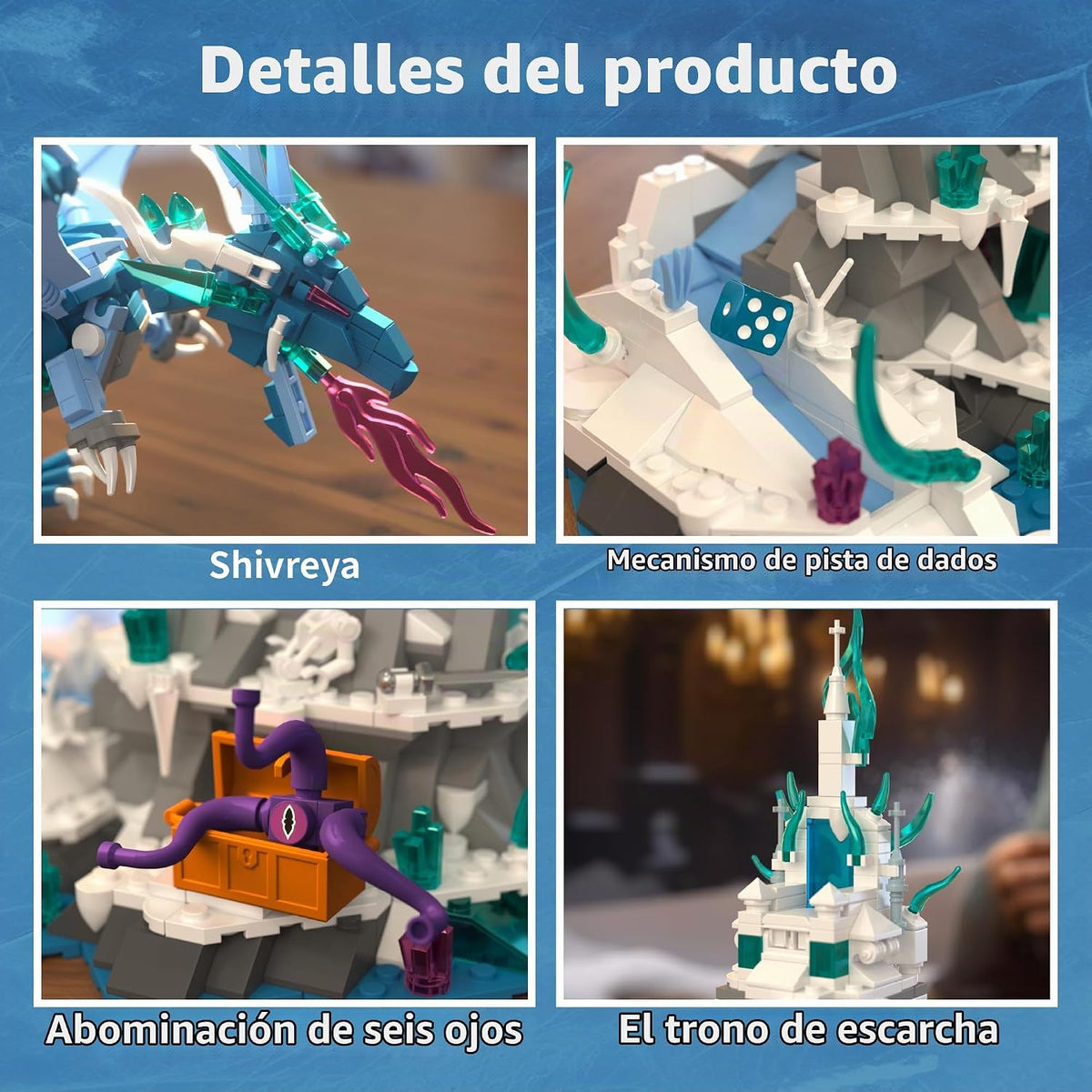 Juego de construcción de dragón esmerilado, bloques de edificios de castillo medieval para adultos