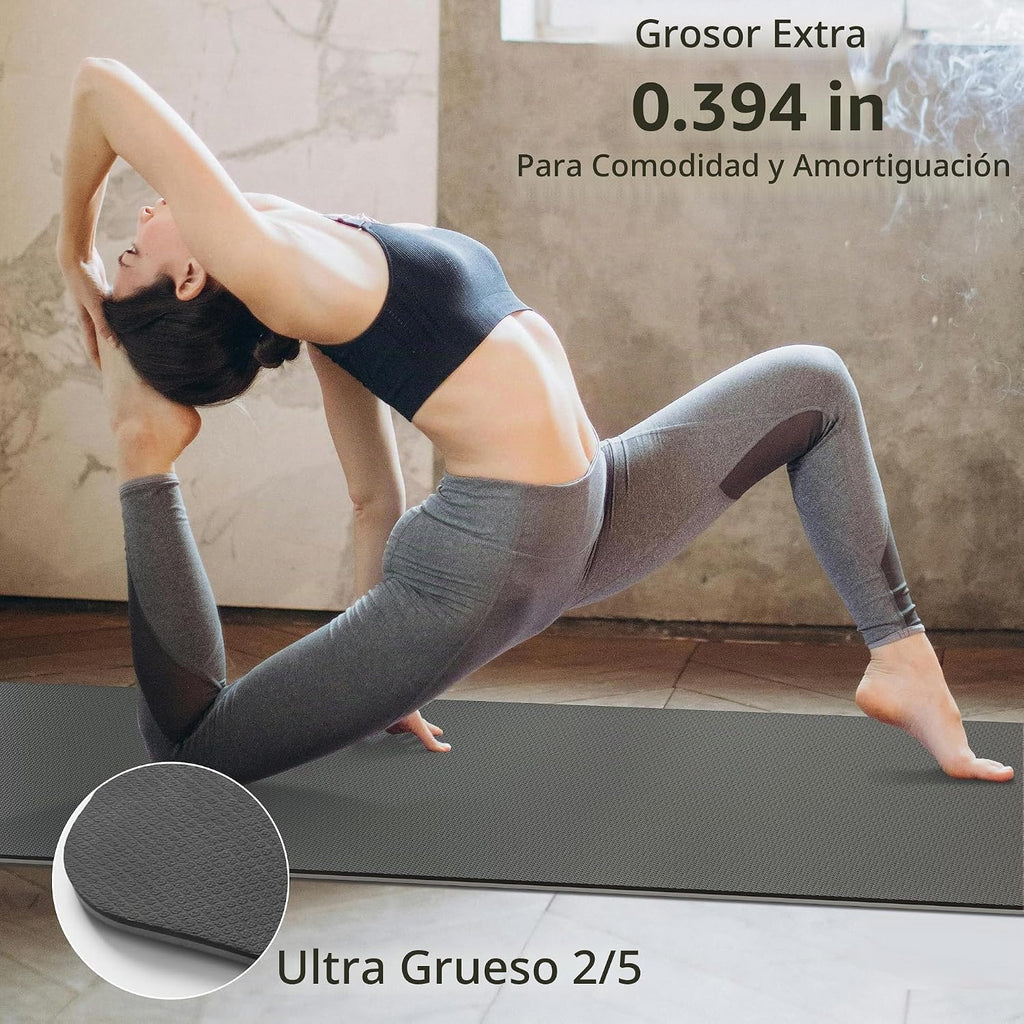 PAIDU POE Esterilla de Yoga (10 mm) Colchoneta de Fitness Extra Gruesa 72"x24" con Correa de Transporte