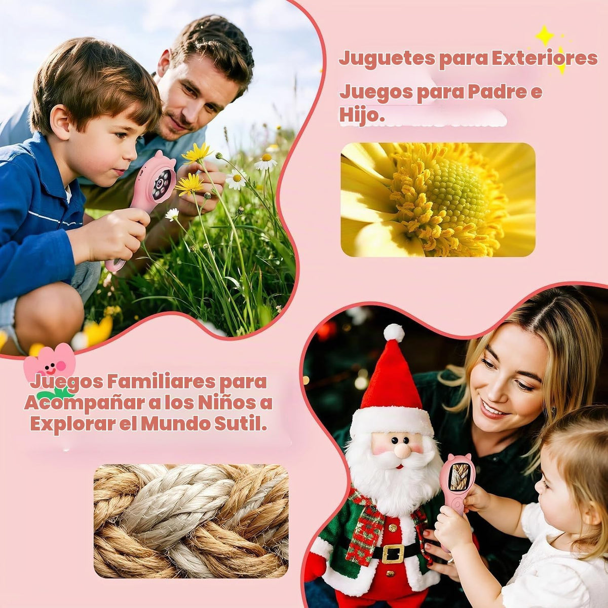 Microscopio para niños, lupa digital 500X, juguete para explorar STEM, color rosa