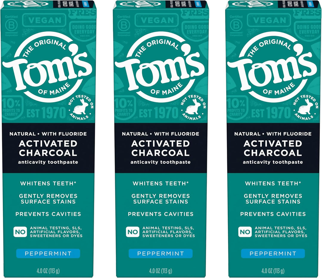 Tom's of Maine Pasta de dientes con flúor de carbón activado, p...