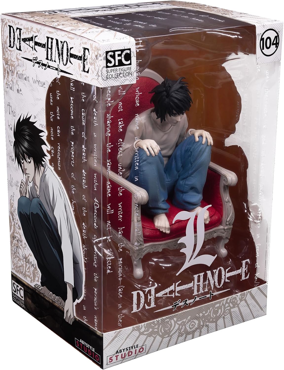ABYSTYLE Studio Death Note Detective L SFC Figura coleccionable de PVC de 5.5 pulgadas de alto, estatua de anime, figura de manga de anime, decoración del hogar, habitación y oficina, regalo