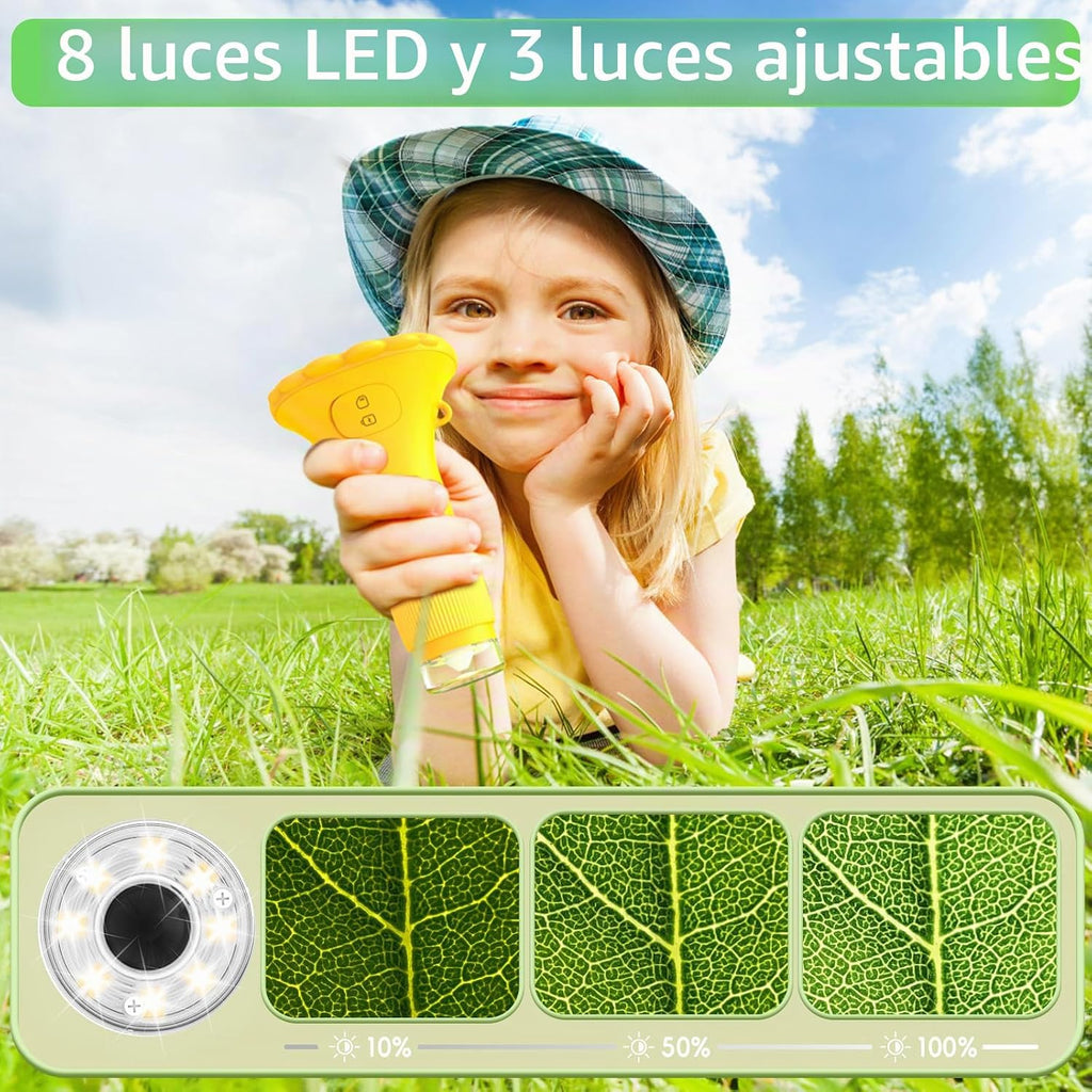 Microscopio de bolsillo para niños, microscopio portátil 1000X para niños | Mini microscopios de foto y video | Microscopios digitales de 2 pulgadas para niños de 3 a 10 años de edad, juguetes de regalos