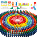Juego de 1000 piezas de dominó para niños con 11 bloques adicionales, bloques de construcción de madera, 10 colores, juegos de fichas de dominó, juguete educativo para niños, fiesta de cumpleaños con bolsa de almacenamiento