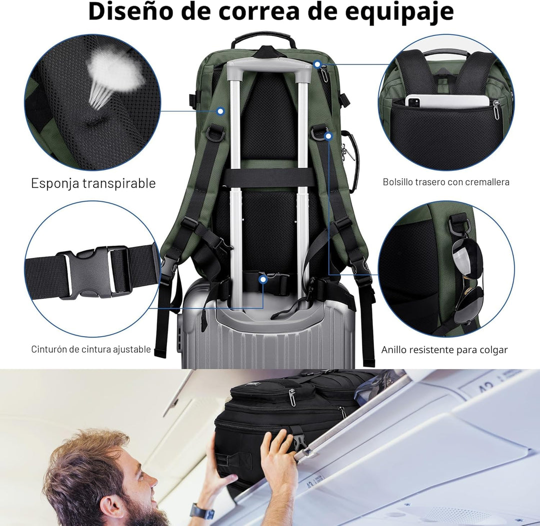 WITZMAN - Mochila de viaje para llevar a bordo para hombres, conver...