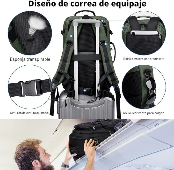WITZMAN - Mochila de viaje para llevar a bordo para hombres, conver...