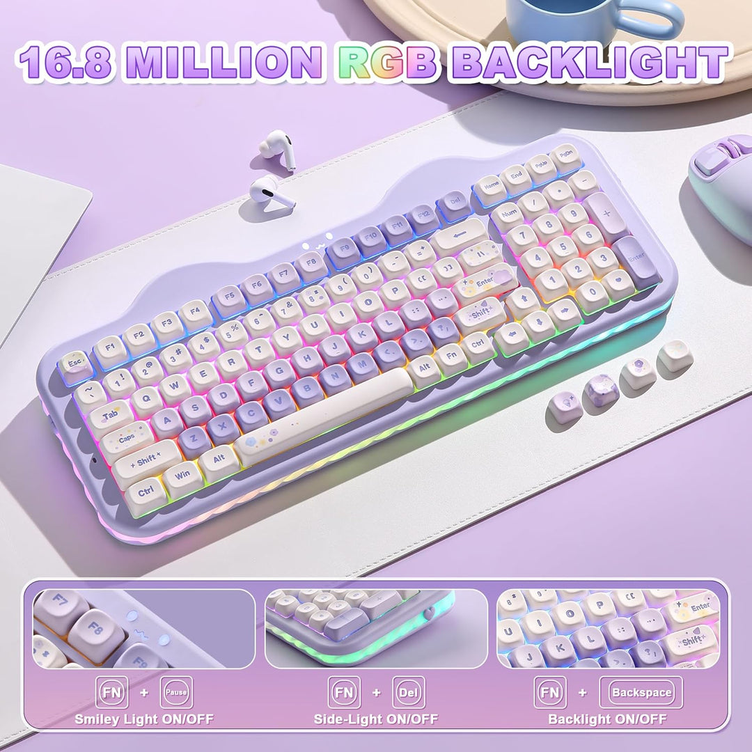 YUNZII Teclado mecánico inalámbrico C98 con teclado numérico, 99 te...