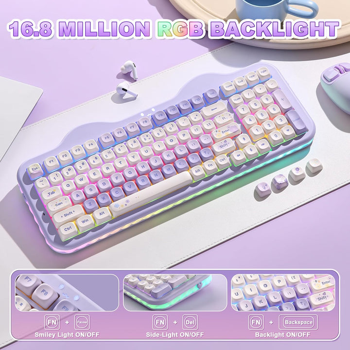 YUNZII Teclado mecánico inalámbrico C98 con teclado numérico, 99 te...