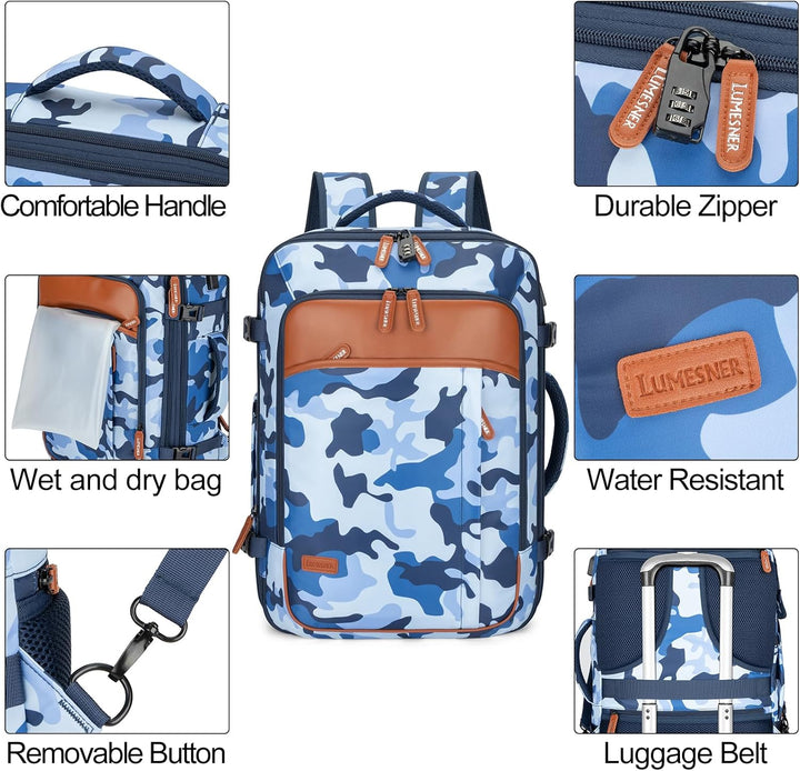 Lumesner Mochilas de viaje de mano, extra grandes de 40 litros apro...