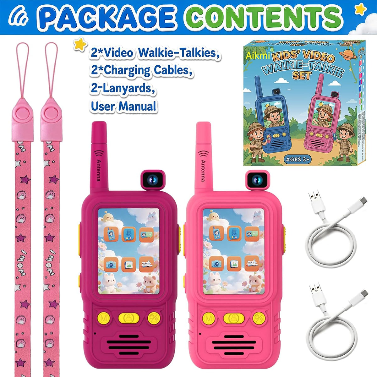 Walkie Talkies de video para niños, juguetes para niños, regalos para niñas