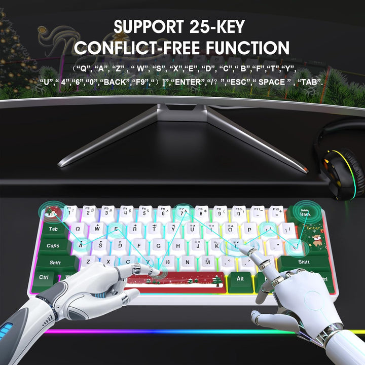 Snpurdiri Teclado para juegos 60% con cable, retroiluminado RGB, pe...