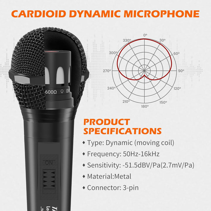 talomen Micrófono con cable para cantar, hembra de metal, interrupt...