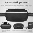 Correa para perro manos libres con bolsa de cremallera, asas acolchadas dobles y elástico duradero para caminar, trotar y correr a tu perro (grande, 25-120 libras, negro)