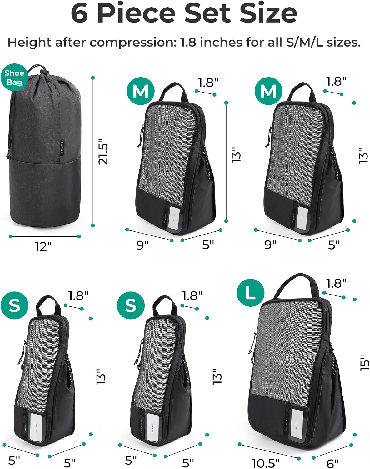 BAGSMART Cubos de compresión para artículos esenciales de viaje