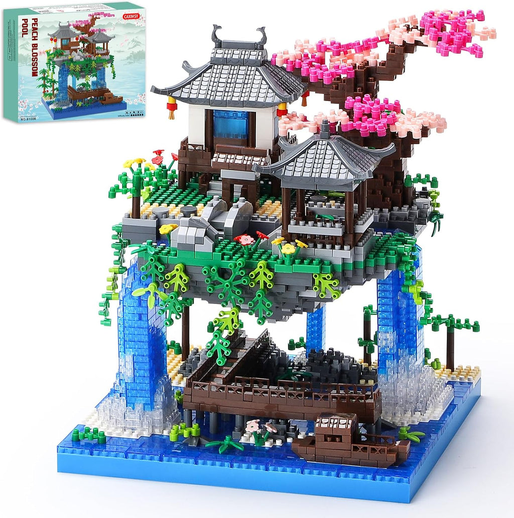 CAXIMSY - Juego de bloques de construcción de casa bonsái de flor de cerezo 3320 PIEZAS, arquitectura china de micro mini bloques de construcción de flor de durazno, juguete de construcción para niños