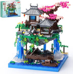 CAXIMSY - Juego de bloques de construcción de casa bonsái de flor de cerezo 3320 PIEZAS, arquitectura china de micro mini bloques de construcción de flor de durazno, juguete de construcción para niños