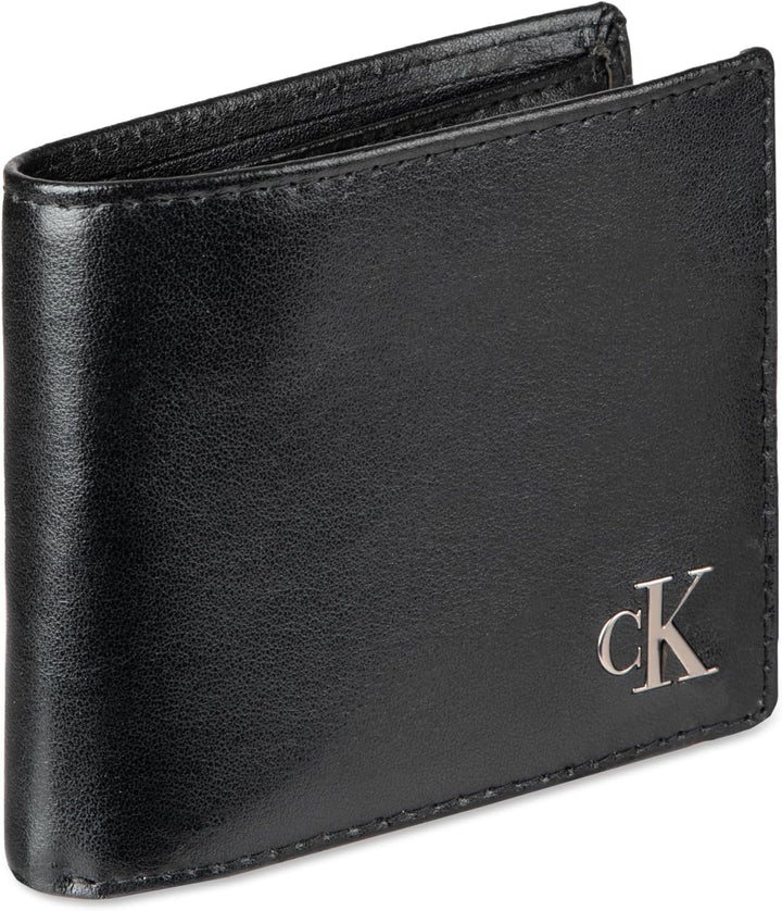 Calvin Klein Billetera plegable minimalista de piel RFID para hombr...