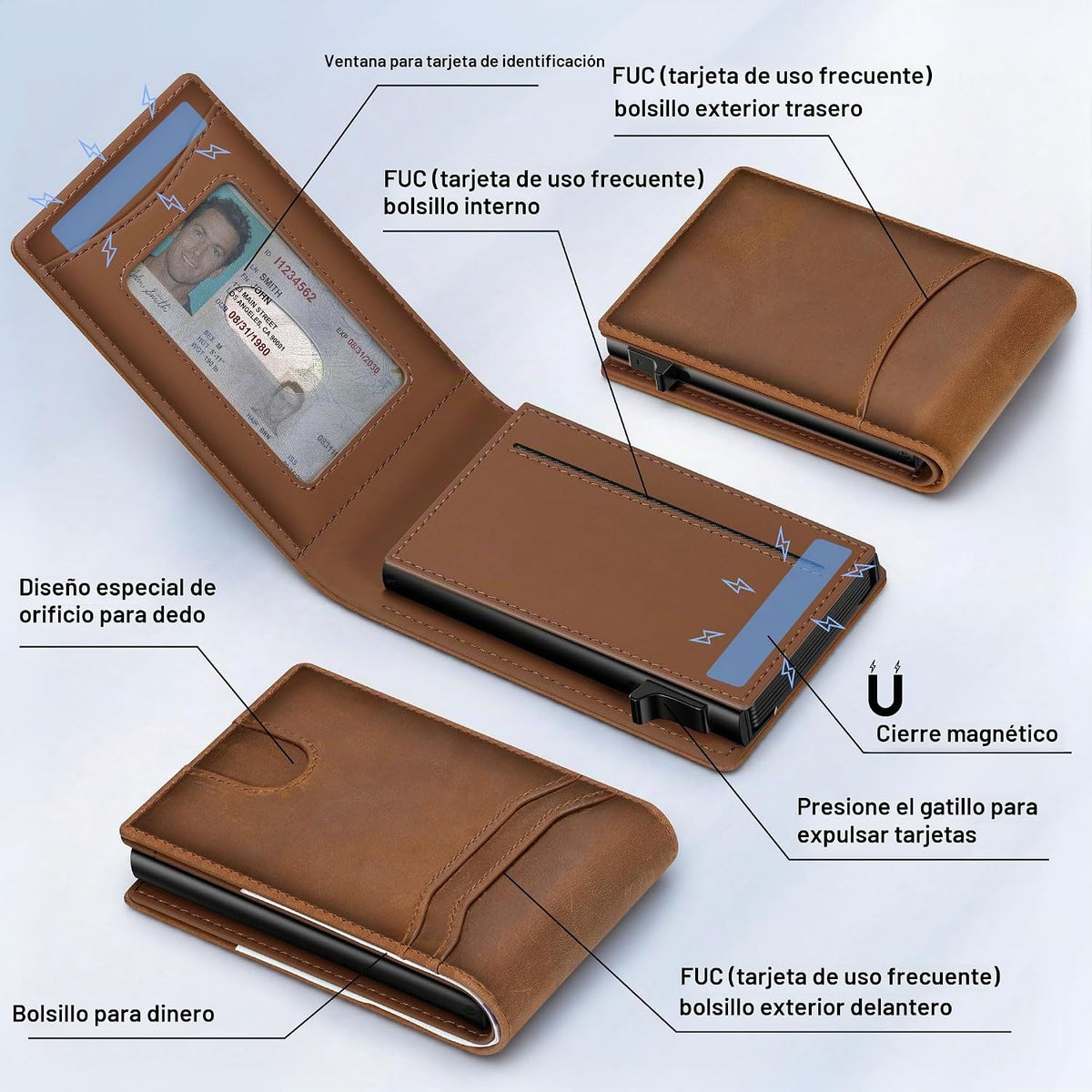 Card Wallet para Men Slim Minimalist: Smart Rfid Front Pocket Pop Up Wallets