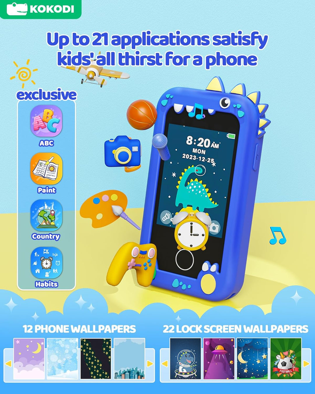 KOKODI - Teléfonos Inteligentes para Niños, Teléfono Celular con Pa...