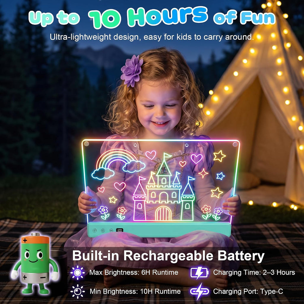 Tablero de dibujo LED recargable de 16" para niños con 16 efectos