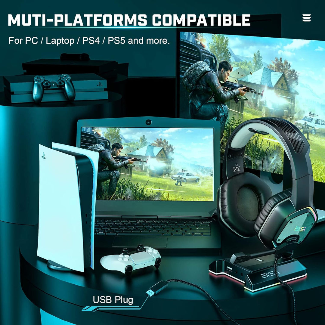EKSA E1000 - Auriculares USB Gaming para PC, auriculares de computa...