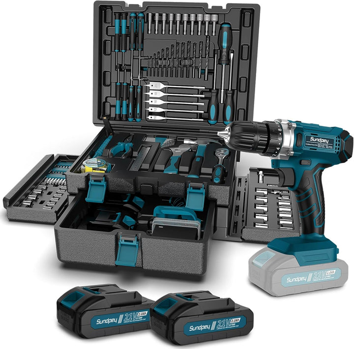 Kit de herramientas con taladro inalámbrico de 21 V - Sundpey 255 p...