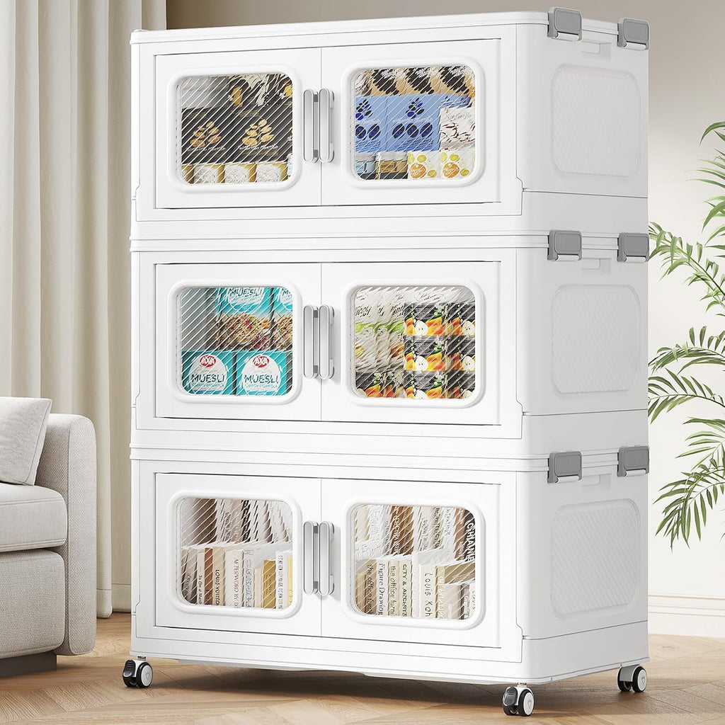 BROVIEW Contenedor de almacenamiento apilable extra grande de 450 cuartos