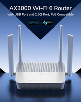Cudy AX3000 WiFi 6 2.5G PoE Router con puerto USB 2.0, enrutador VP...